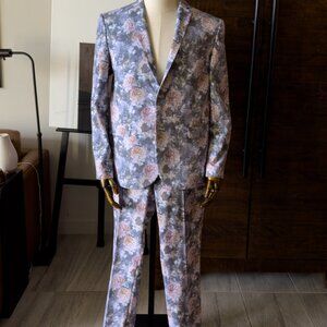 boohooMAN Floral Print Skinny Fit Suit - 40R